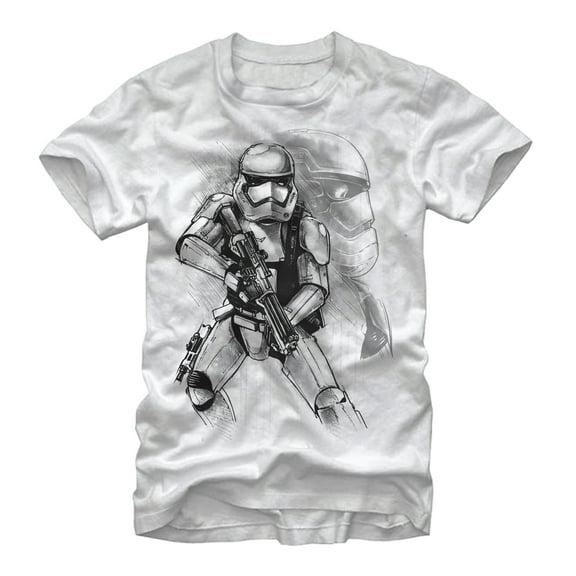 Men's Star Wars The Force Awakens First Order Stormtrooper Sketch Graphic Tee White 2X Large