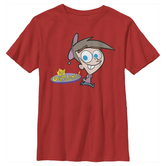 Boy's The Fairly OddParents Timmy Turner Classic Logo Graphic Tee Red Medium