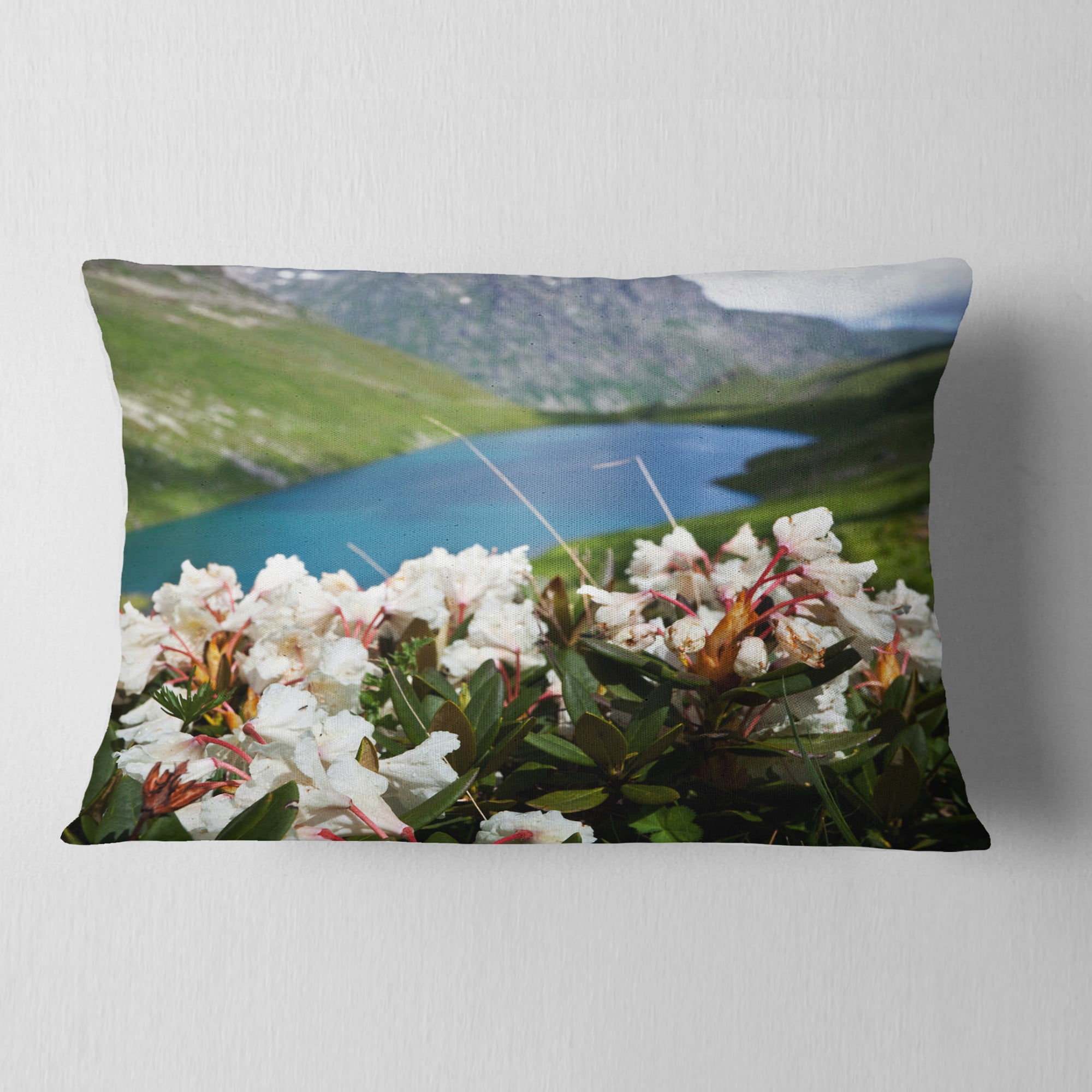 Designart 12" x 20" White Polyester Throw Pillow