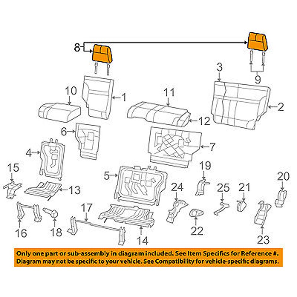 Jeep CHRYSLER OEM 2012 Liberty Rear SeatHeadrest Head Rest 1TV19VT9AA