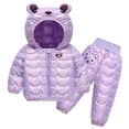 thumbnail image 6 of KYAIGUO Baby Toddler Winter Puffer Jackets and Snow Pants for Girls Boys Hooded Snowsuit Outfits Set down Jackets + Trousers Snowsuit Puffer down Coats Outerwears with Bear Ears, 6 of 8
