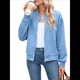thumbnail image 1 of Chaqueta Informal de Mujer con Cuello Alto y Cremallera, Ideal para Otoño. Conjuntos con Bolsillos. Azul S, 1 of 10