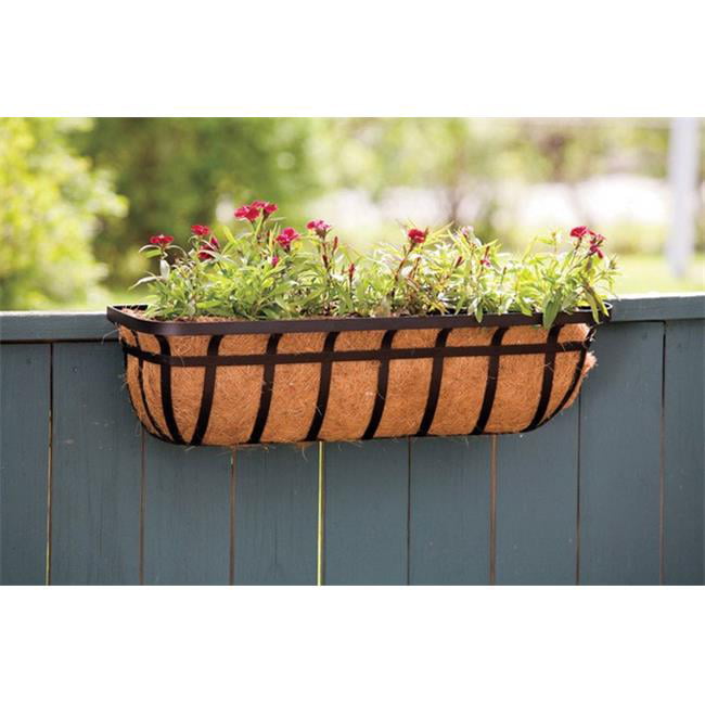 Fiorenza 2-Pack 7-in Hanging Rail Planter Round Plastic Outdoor Flower Pot with Hook for Deck and Balcony Railing Brown 