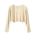 thumbnail image 3 of Feancey Bolero Shrugs for Women Open Front Cropped Cardigans Lightweight Knit Long Sleeve Cardigan Jackets 2026 Fashion Fall Outfits Beige Free Size, 3 of 7