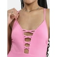thumbnail image 5 of No Boundaries Ribbed Lace Up One-Piece Swimsuit, Women's, 5 of 5