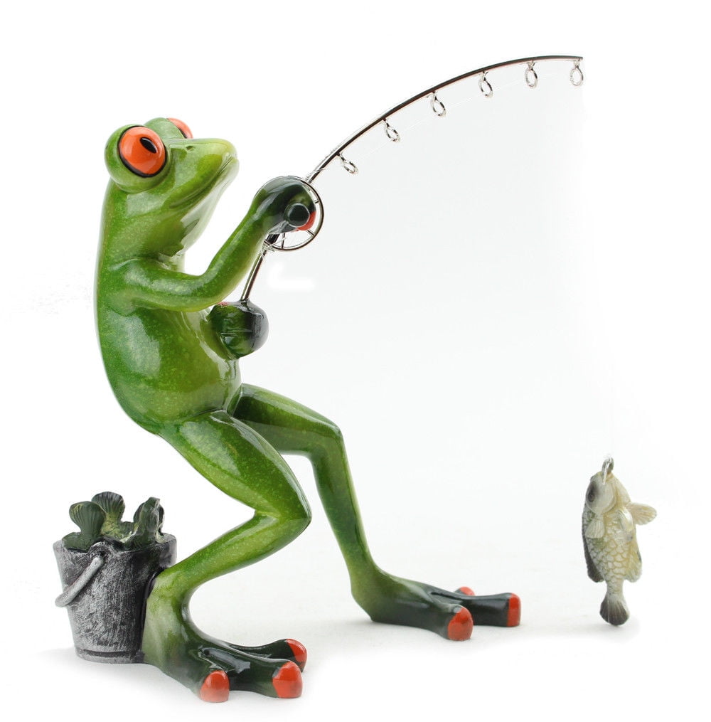 Novelty Funny Frog Figurine Catching a Fish (US Seller)