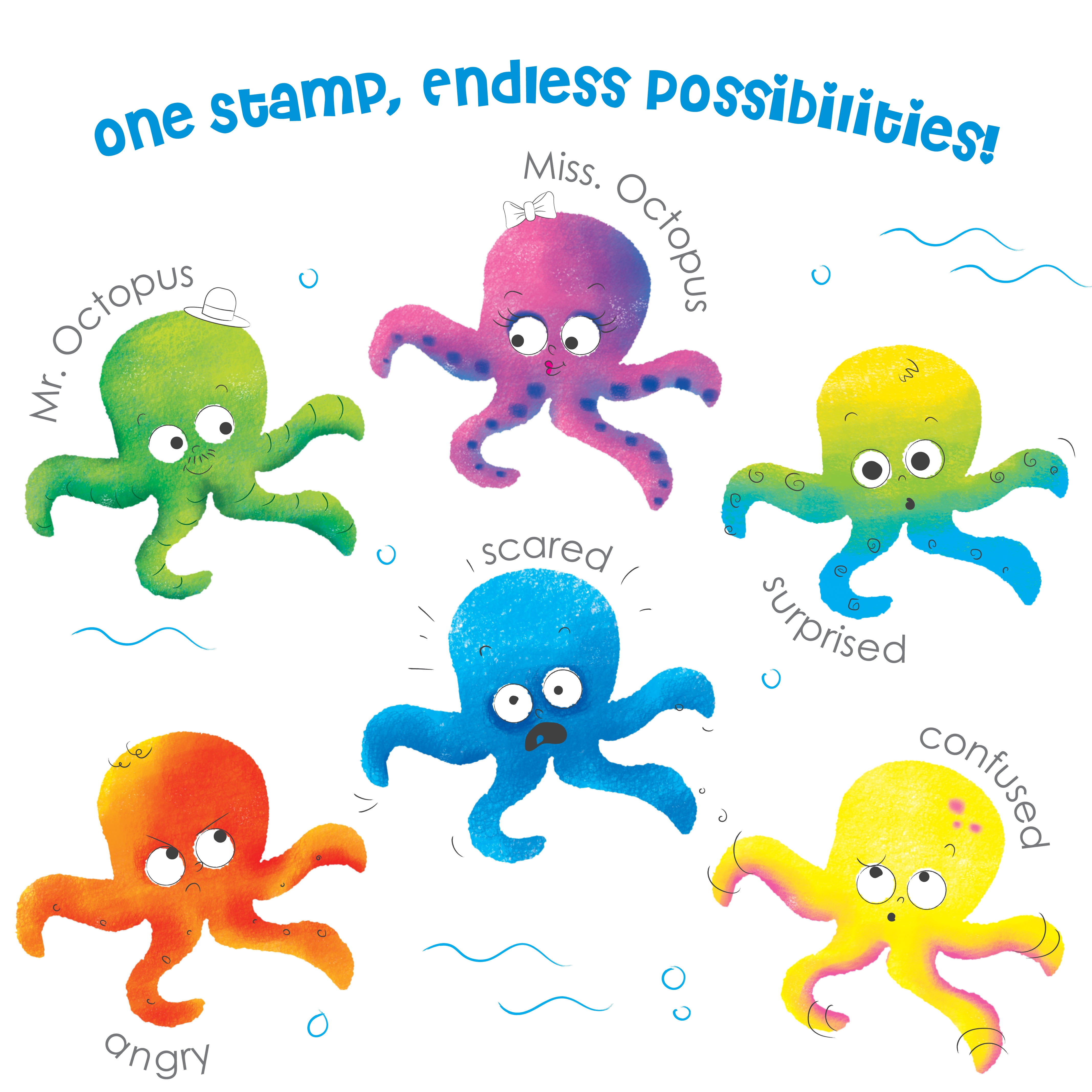 Imagimake Stamp Art Ocean Coloring & Stamping Set for Girls & Boys 3 Years +, Multicolor