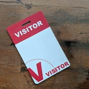 10 Pack - Visitor Badges with Lanyards - Heavy Duty Preprinted Visitor PVC Plastic Badge - Reusable & Dry Erase Writable - Red Breakaway Lanyard w/Swivel Clip - Guest Name Tag Holder - Specialist ID