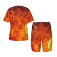 thumbnail image 5 of Picia Tennis Ball In Fire Printed Boys' Kids-PJ Snug Fit Cotton Short Sleeve Top and Shorts 2 Piece Pajama Set-Large, 5 of 9