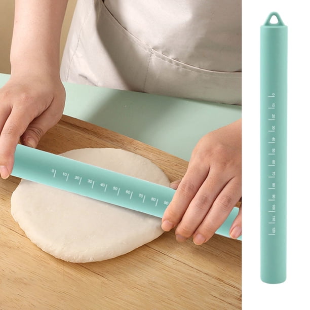 Rodillo antiadherente de silicona de 10" | Herramienta de horneado con núcleo de acero inoxidable | Pastelería, pizza, fondant, pan | Agarre fácil, marca de regla, colores variados