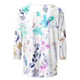 thumbnail image 4 of AOOCHASLIY 2024 Women New Tops Three-quarter Flared Sleeve V-neck Floral Printing Shirt, 4 of 5