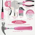 thumbnail image 3 of 13/24Pcs Household Repair Tool Kit Multi-Purpose Pink Home Hand Tool Set with Storage Case Durable Hammer and Allen Key Set with Electrical Tape Screwdriver Test Pen Plier Bits, 3 of 5