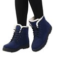 thumbnail image 3 of EKVAHL Women's Lace‑Up Winter Snow Boots, Faux Suede Walking Boots, Non‑Slip Cold Weather Outdoor Flat Casual Boots Blue, 3 of 4