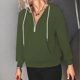 thumbnail image 2 of Sudadera con capucha Bolsillo con cremallera Manga larga Cordón Color puro Tops con capucha de moda para mujer OD Verde XL, 2 of 6