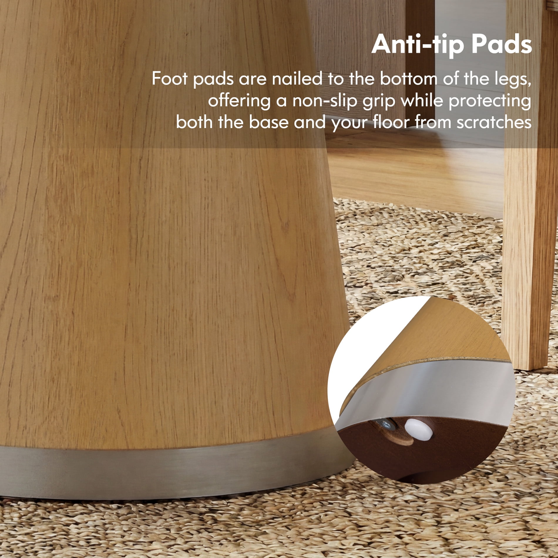 Wood Round Dining Table With Pedestal Base for 2-4, 43" Kitchen Table for Small Space, Apartment, Brown Wood Grain