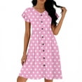 thumbnail image 4 of ClodeEU Women's Polka Dot Flutter Sleeve V Neck Cinched Waist Dress ,Casual Midi Dress Pink,Womens Plus L, 4 of 5
