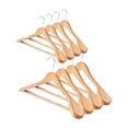 thumbnail image 1 of Perchas de madera para trajes AMKUFO con hombros anchos, paquete de 8, color natural, 1 of 7