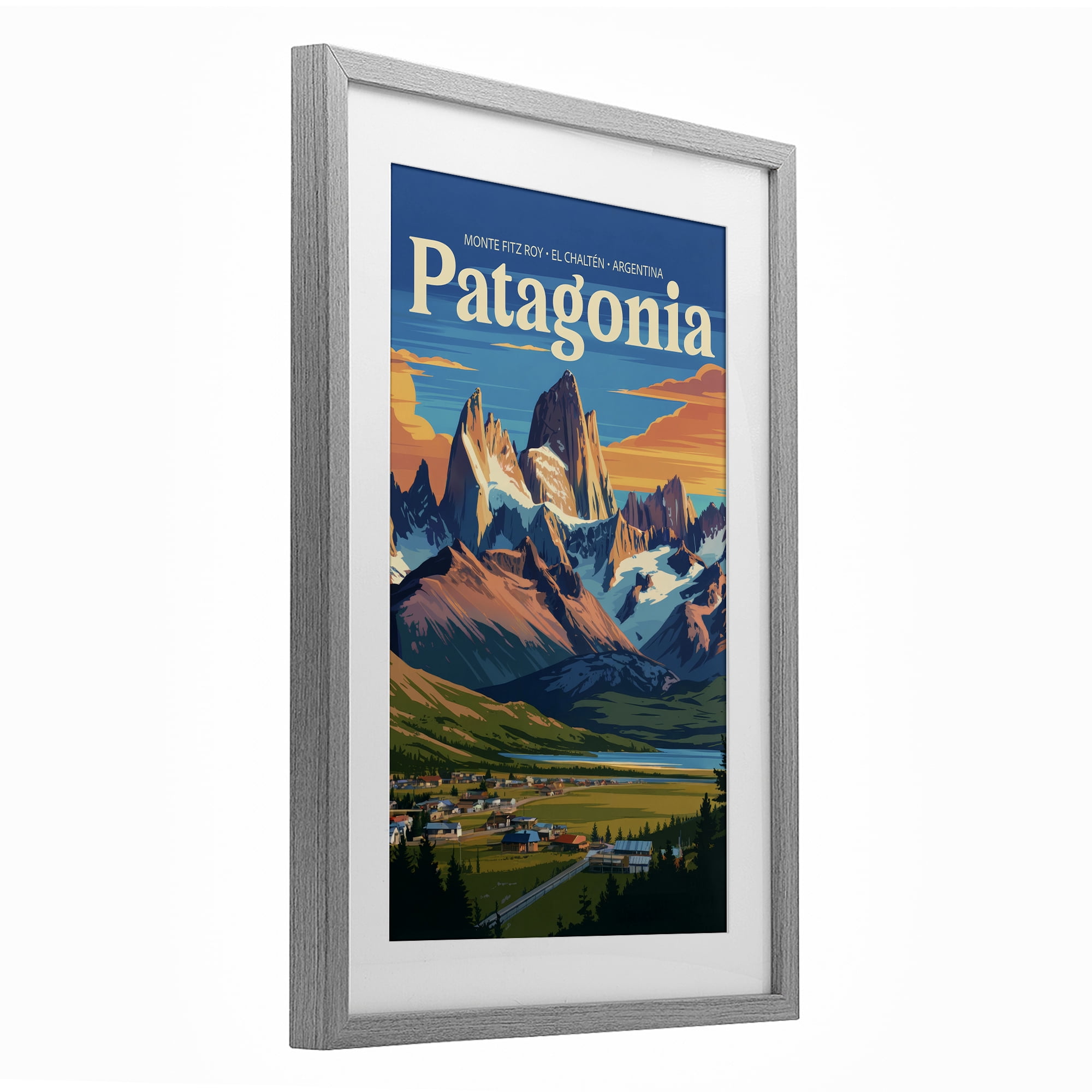 Stupell Industries Patagonia Valley Landscape Gray Framed Print Under Glass, design by Andreas Magnusson