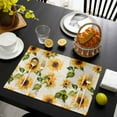 thumbnail image 3 of Retro Sunflower Placemats Set of 4, Watercolor Letter Flowers Placemats for Dining Table, Place Mats for Kitchen Tabletop, Waterproof Wipeable Dining Table Mats Set, 3 of 9