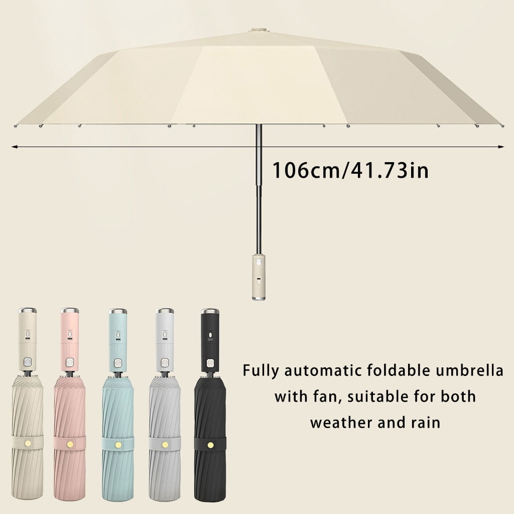 Portable Fan Umbrella Auto Folding Mechanism For Golf Beach Camping Trip