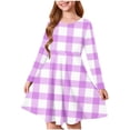thumbnail image 2 of LOVZFMLL Robe de Noël Imprimée à Manches Longues Extensible Ligne A Robe de Récital Scolaire Robe à Manches Longues Col Rond, 2 of 5