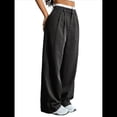 thumbnail image 2 of Pantalones A Rayas para Mujer, de Color Block, Cintura Alta, Pierna , Informales, para Trabajo y Oficina. Negro L, 2 of 9