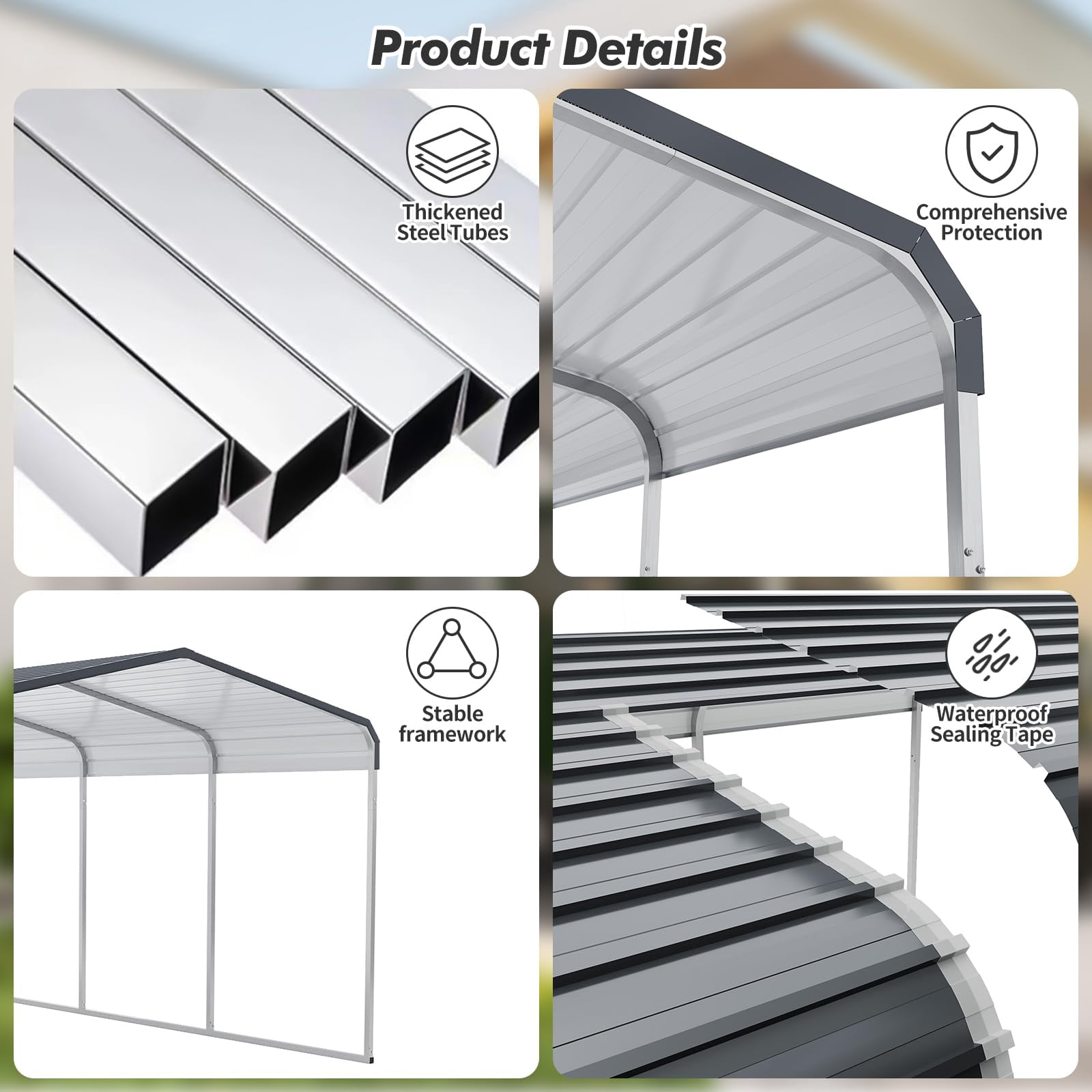 Luku Outdoor Carport, 12’x20' Heavy-Duty Metal Carport,Metal Carport with Galvanized Steel Roof and Frame,Upgraded Extra Large Metal Garage for Pickup, Car, Boatand Tractors,Trucks, and Tractors