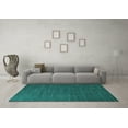thumbnail image 3 of Ahgly Company Machine Washable Indoor Square Solid Turquoise Blue Modern Area Rugs, 3' Square, 3 of 4