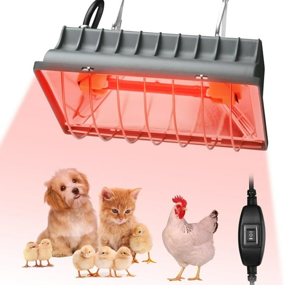 XZKING Chicken Coop Heat Lamp for Dog Kennel, Cat Bed, Reptiles & Incubators - 250W Adjustable Heat Lamp with 2 Heat Settings for Poultry, Livestock, and Pets