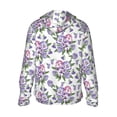 thumbnail image 3 of Daiia Violets Flowers UPF 50+ Sun Protection Hoodie Jacket Lightweight Long Sleeve Sun Shirt for Women Men with Pocket Hiking Outdoor-Small, 3 of 9