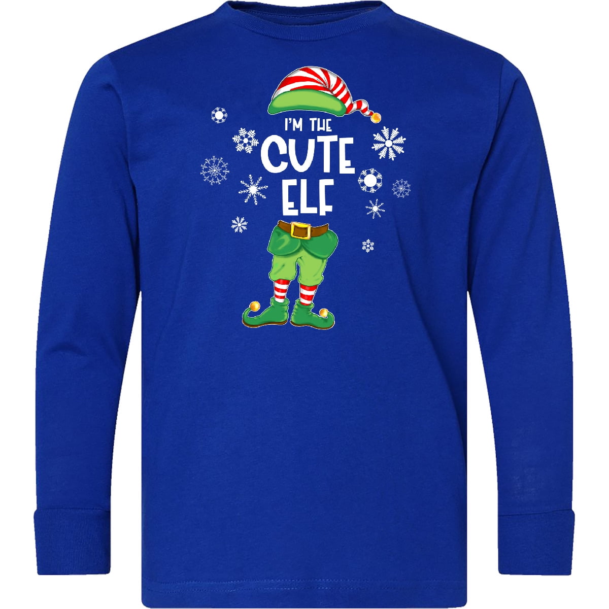 Inktastic Funny Christmas I'm the Cute Elf with Shoes and Hat Long Sleeve Youth T-Shirt