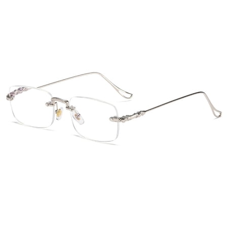 Fashion Frame Classic Vintage Reading Glasses Anti-Blue Light Eye Protection Ultra Light Glasses SILVER STRENGTH 200