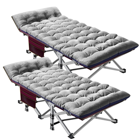 NAIZEA XL 2 Packs Folding Camping Cots with 2 Sided Mattress & Carry Bag, 75"*28" Sleeping Cot, Foldable Guest Beds Cot, Supports up to 880 lbs