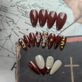 thumbnail image 4 of Beauty Cross Flash Drill Flash Wear Nail Piece Star Moon Fake Nail Cross 3D Nail Gems Rhinestones Peal Moon Nail Gems Design Red Nails Press, 4 of 7