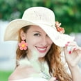 thumbnail image 4 of 2 pairs of Rattan Earrings for Women Raffia Straw Wrapped Flower Drop Dangle Earrings Summer Tropical Beach Jewelry - Style:Style 4, 4 of 5
