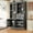 Gray, variant on Harper & Bright Designs Farmhouse Kitchen Pantry Cabinet with Hutch, Tall Kitchen Storage Cabinet with Glass Door and Drawer, Freestanding Hutch with Shelves and Pull-out Trays, 75", White