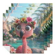 Nawy Flamingo Sunglasses Flower Crown Cloth Napkin Reusable Home Decor 6 PCS