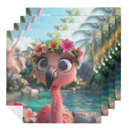 Nawy Flamingo Sunglasses Flower Crown Cloth Napkin Reusable Home Decor 6 PCS