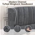 thumbnail image 3 of Aphthongs Queen Upholstered Bed Frame with 54'' Wingback Headboard, Velvet Tufted Storage Bed Frame with 4 Drawers, Sturdy Wooden Slats Support, No Box Spring Needed, Dark Gray, 3 of 10