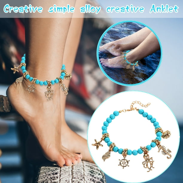 Tobilleras para mujer, tobilleras con personalidad, moda, colgante de tortuga, joyería para mujer, regalo, tobillera de moda.