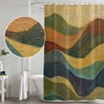 thumbnail image 4 of Shower Curtain Bathroom Set Mountain Abstract Geometric Waterproof Fabric Shower Curtains with Grommets&Hooks, Retro Style Privacy Bath Curtain for Bathtub 72x72in, 4 of 9