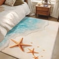 thumbnail image 5 of Teal Beige Washable Area Rugs 4'x6', Beach Starfish Sea Wave Shore Coastal Low Pile Throw Living Room Rug Non-Slip Sturdy Edge Binding Carpet for Indoor Entryway Bedside Kitchen, 5 of 9
