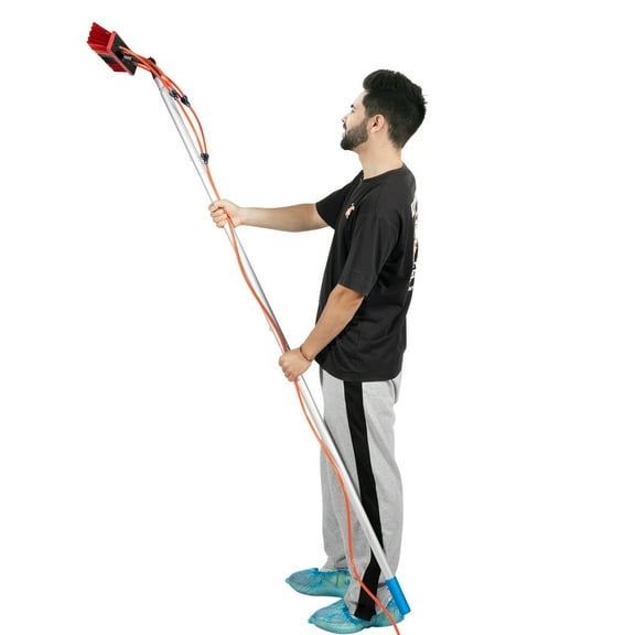 Dwellnix Water Fed Pole Window Cleaner, 8-Section Extendable To 24ft, Anti-Slip Handle & Universal Faucet Connector, For Solar Panels & Glass Surfaces