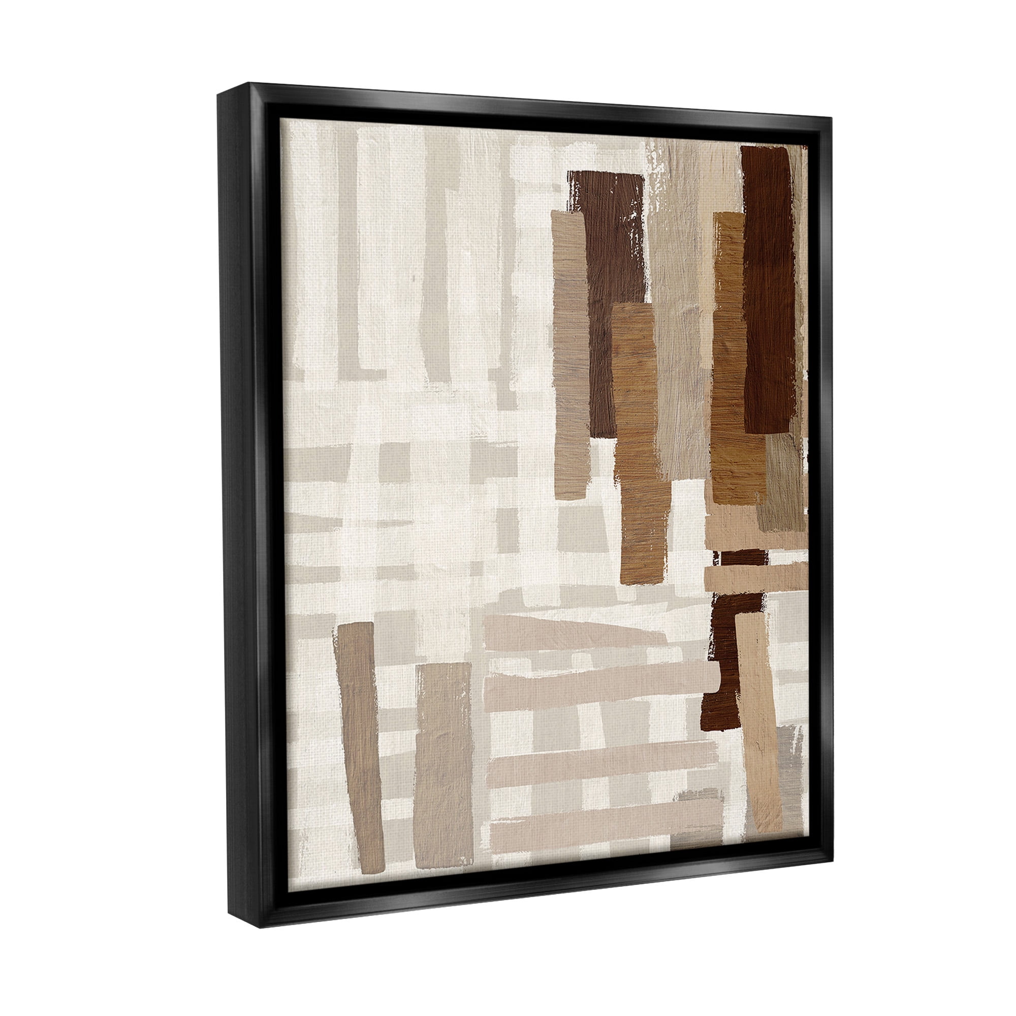 Stupell Industries Rustic Hatched Pattern Abstract Painting Black Floater Framed Canvas Art Print Wall Art, 25 x 31