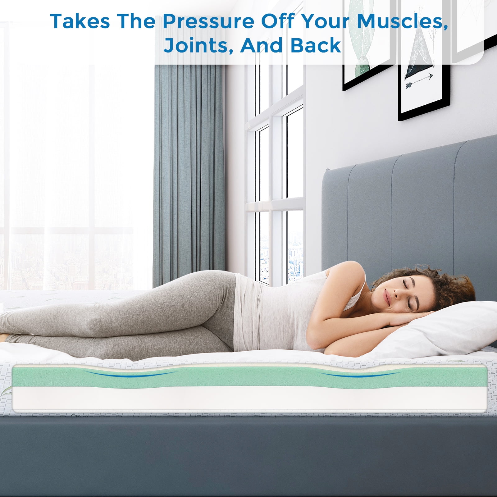 Twin Mattress, 6 inch Green Tea Gel Memory Foam Mattress in a box, Medium Firmness Mattresses, Made in USA