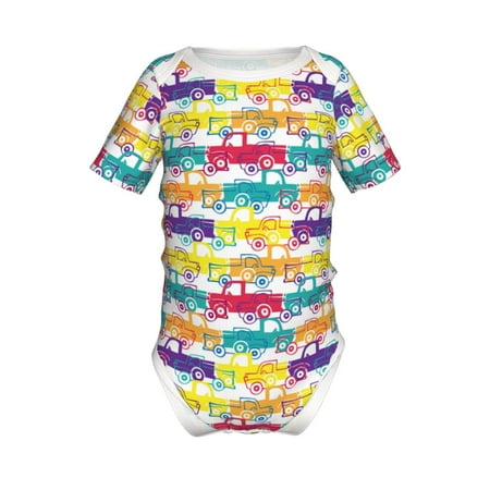 

Coaee Colorful Car for Soft Baby Short-Sleeve Bodysuit Baby Climbing Clothes Baby Girls Boys Bodysuit Romper-2 Years