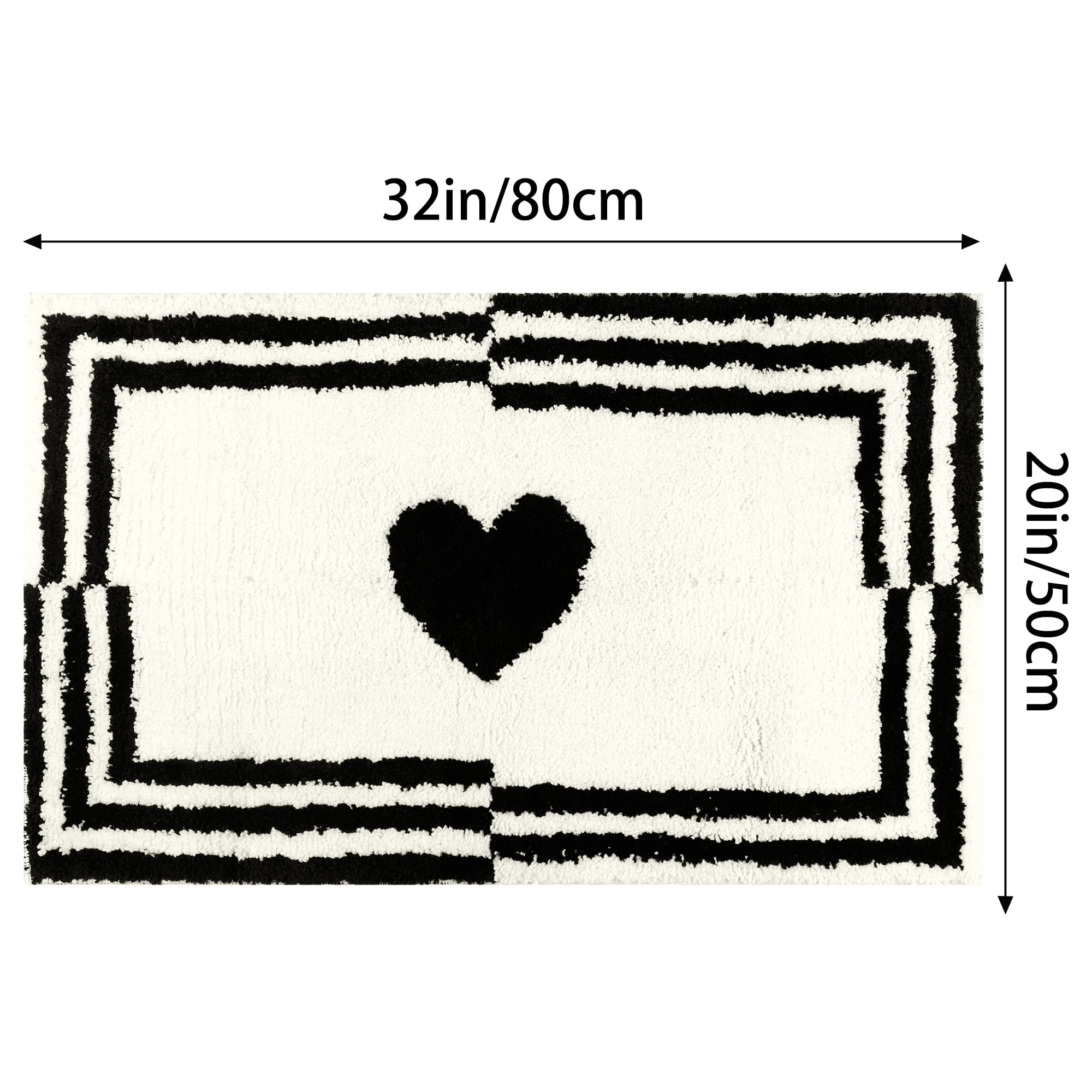 Unique Bargains 2 Pcs Cute Heart Pattern Bath Rugs Soft Absorbent Non-Slip Bath Mats Beige 20" x 32"