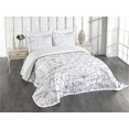 thumbnail image 3 of Ambesonne Modern Quilted Bedspread Set 3 Pcs, Classic Math Pattern Numbers, Queen Size, Dark Purple and White, 3 of 5