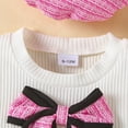 thumbnail image 6 of Dakiuu Toddler Baby Girls Skirts Outfit 2026 Summer Bowknot Ribbed Ruffle Short Sleeve Tops Plaid Tweeds Pattern Skirt Beret Winter Spring Clothes A-Hot Pink 3-4 Years (4Y), 6 of 9