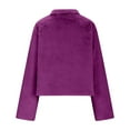 thumbnail image 5 of XPMWRP Women's Oversized Fleece Zip Up Jacket Solid Color Long Sleeved Casual Stand Collar Coats Winter Warm Trendy Jacket Purple L, 5 of 6